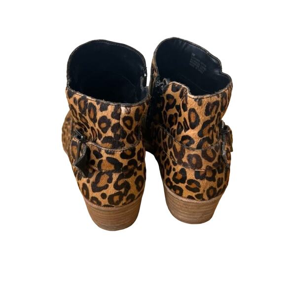 Gianni Bini Bootie Womens 8 Brown Torloni Calf Hair Leopard Stacked Heel Buckle - Picture 6 of 15